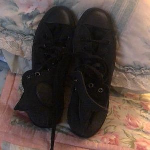 Converse all black hi tops